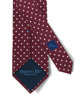 Burgundy Printed Silk Tie with White Medium Spots