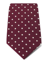 Burgundy Printed Silk Tie with White Medium Spots