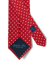 Red Printed Silk Tie with White Medium Spots