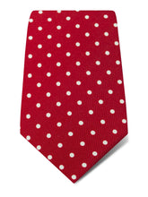 Red Printed Silk Tie with White Medium Spots