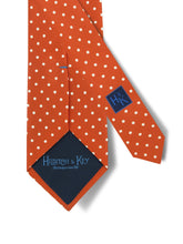 Orange Printed Silk Tie with White Medium Spots