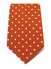 Orange Printed Silk Tie with White Medium Spots