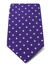 Purple Printed Silk Tie with White Medium Spots
