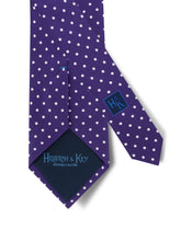 Purple Printed Silk Tie with White Medium Spots
