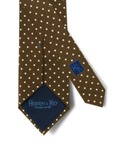 Brown Printed Silk Tie with White Medium Spots