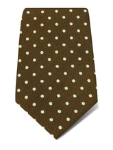 Brown Printed Silk Tie with White Medium Spots