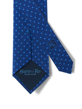 Navy Printed Silk Tie with Blue Medium Spots