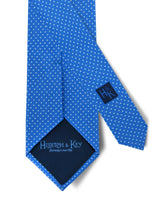 Blue Printed Silk Tie with White Pin Spots