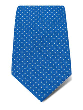 Blue Printed Silk Tie with White Pin Spots