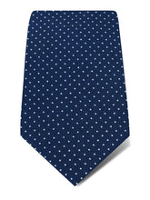 Dark Navy Printed Silk Tie with White Pin Spots
