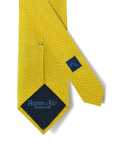 Yellow Printed Silk Tie with White Pin Spots