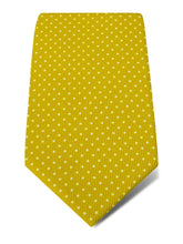 Yellow Printed Silk Tie with White Pin Spots