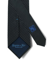 Black Printed Silk Tie with White Pin Spots