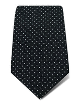 Black Printed Silk Tie with White Pin Spots
