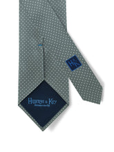 Grey Printed Silk Tie with White Pin Spots