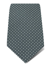 Grey Printed Silk Tie with White Pin Spots