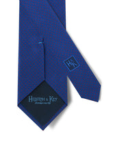 Navy Printed Silk Tie with Red Pin Spots