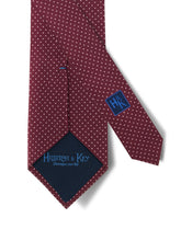 Wine Printed Silk Tie with White Pin Spots