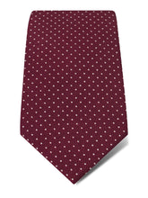 Wine Printed Silk Tie with White Pin Spots