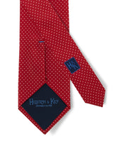 Red Printed Silk Tie with White Pin Spots