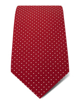 Red Printed Silk Tie with White Pin Spots
