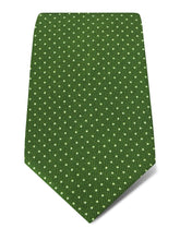 Green Printed Silk Tie with White Pin Spots
