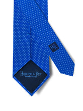 Royal Blue Printed Silk Tie with White Pin Spots