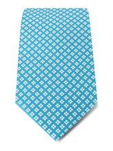 Turquoise Printed Silk Tie with White Neat Spots