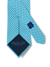 Turquoise Printed Silk Tie with White Neat Spots