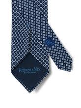 Navy Printed Silk Tie with White Pin Spots