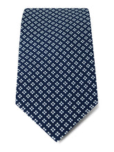 Navy Printed Silk Tie with White Pin Spots
