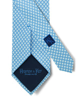 Sky Blue Printed Silk Tie with White Neat Spots